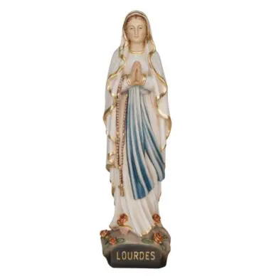 Statue de Notre-Dame de Lourdes - bois polychrome - 14 cm