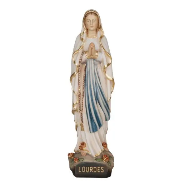 Statue de Notre-Dame de Lourdes - bois polychrome - 14 cm