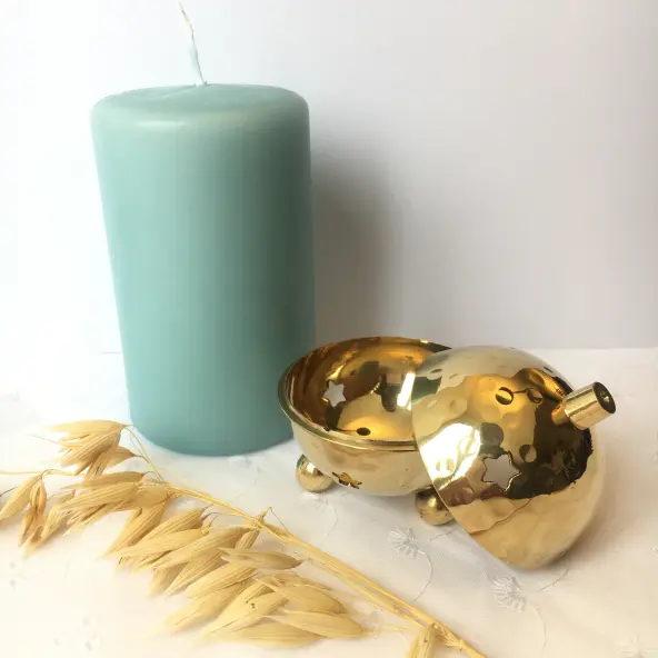 Brûle encens laiton doré