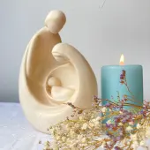 Statue Sainte Famille moderne en bois d'érable - 1