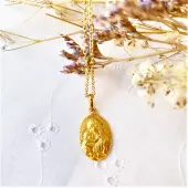 Médaille Vierge à l'enfant de Botticelli ovale fine 17 mm - Plaqué or - 1