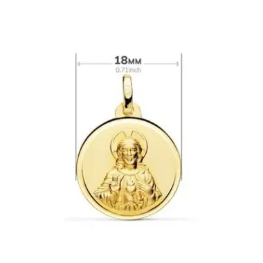 Médaille Scapulaire double face creuse 18 mm en or 18 carats