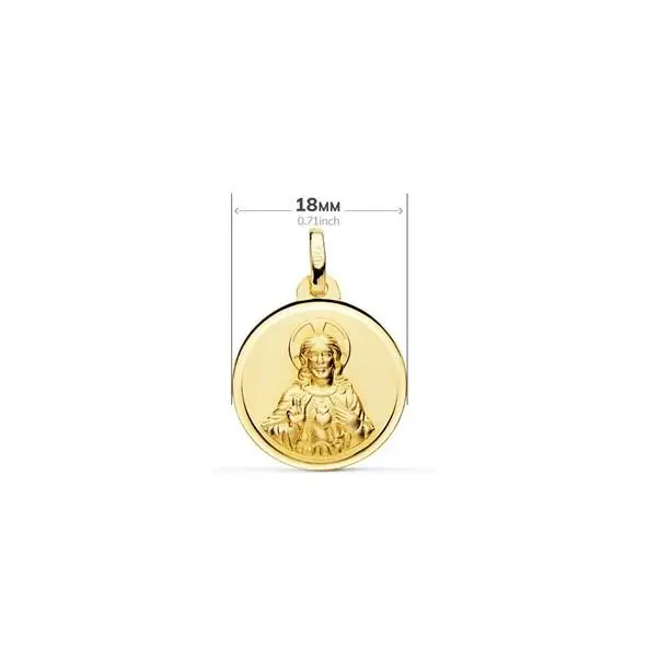Médaille Scapulaire double face creuse 18 mm en or 18 carats