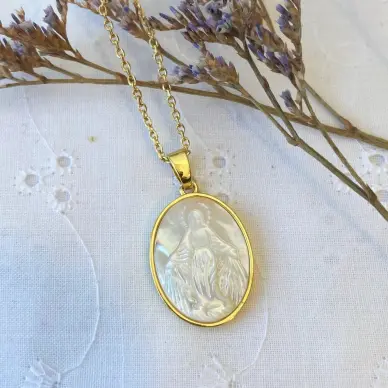 Médaille Vierge Miraculeuse en nacre - 22 mm