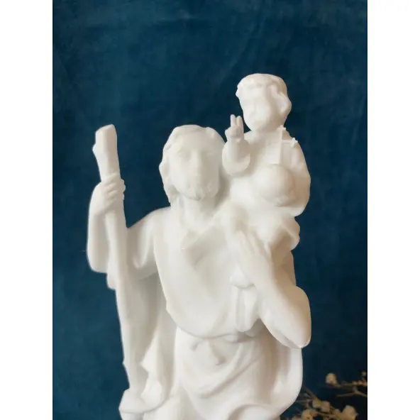 Statue Saint Christophe - Albâtre - 17 cm
