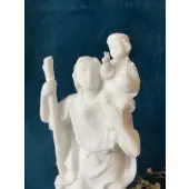 Statue Saint Christophe - Albâtre - 17 cm - 3