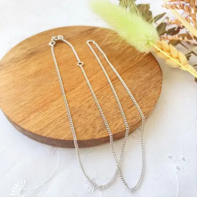 Chaîne maille gourmette limée 1.3 mm - 42-45 cm - Argent