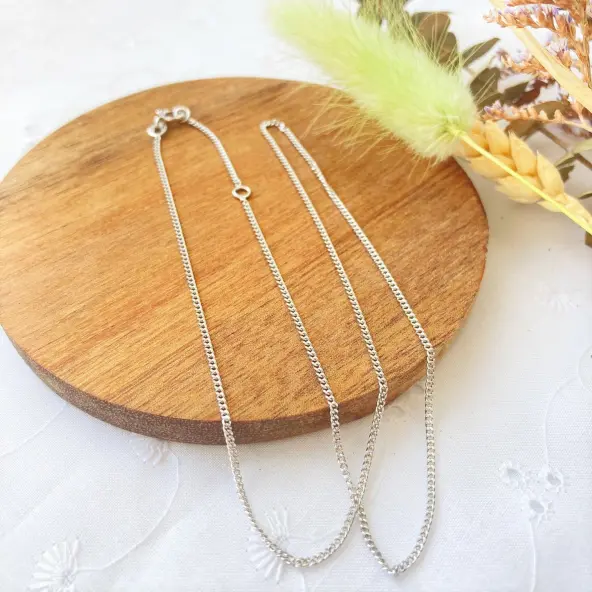 Chaîne maille gourmette limée 1.3 mm - 42-45 cm - Argent