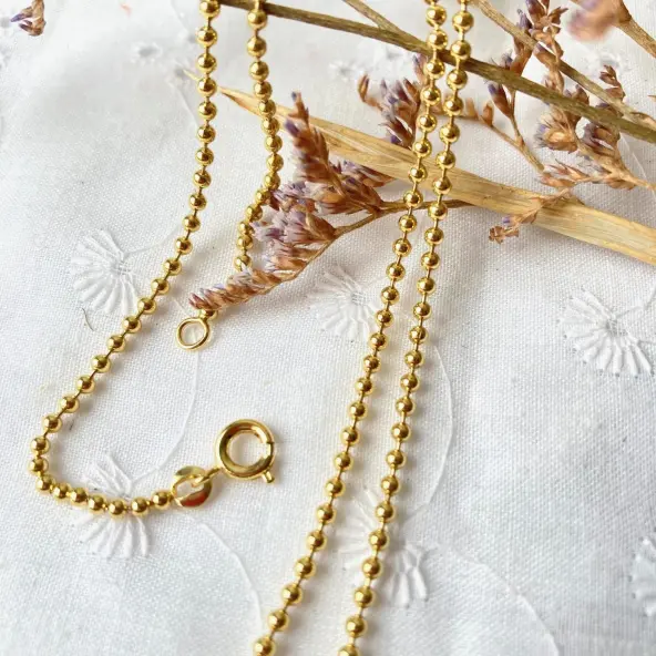 Chaine petits grains 45 cm - 2.5 mm - Plaqué Or