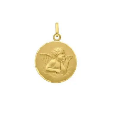 Médaille Ange de Raphaël bord facetté 16 mm en or 18 carats
