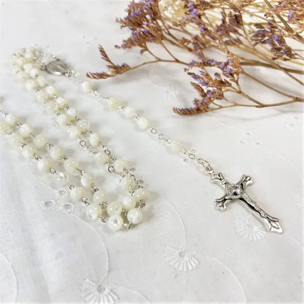 Chapelet en nacre - grains ronds