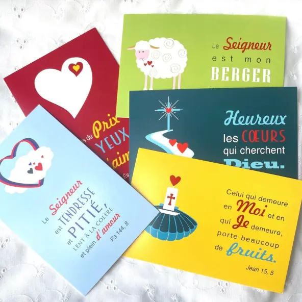 Cartes à message de la Bible - Lot de 5