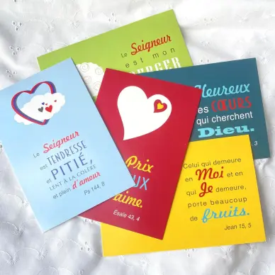 Cartes à message de la Bible - Lot de 5