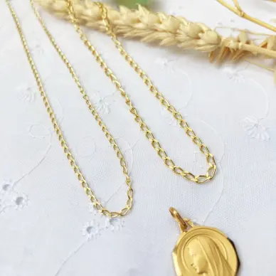 Chaîne maille cheval 45 cm - Plaqué or