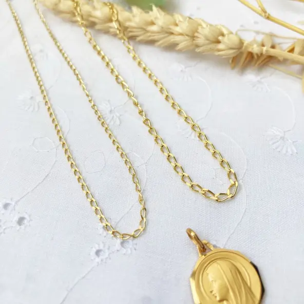 Chaîne maille cheval 45 cm - Plaqué or