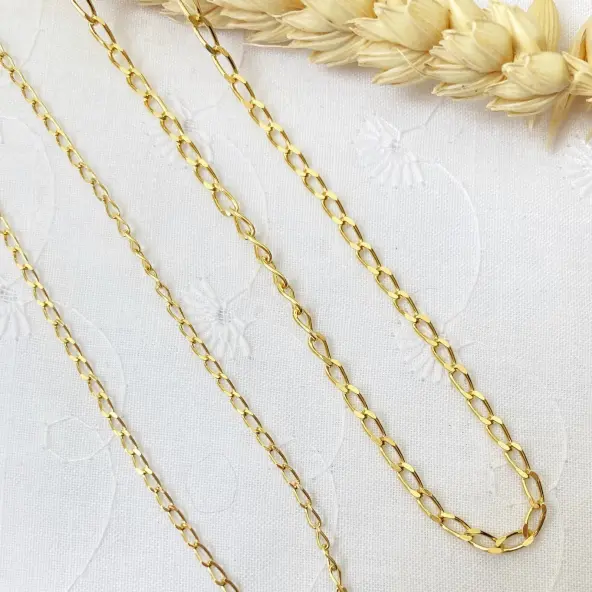 Chaîne maille cheval 45 cm - Plaqué or