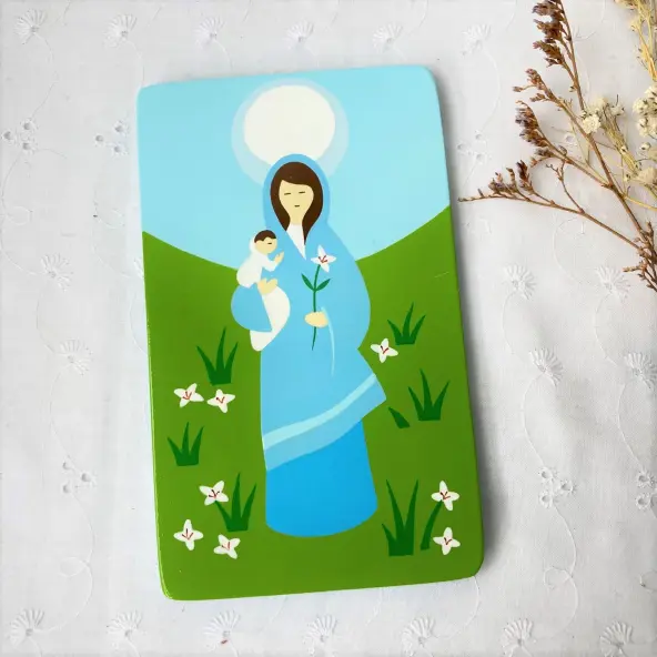 Cadre en bois - Vierge Marie et Jésus