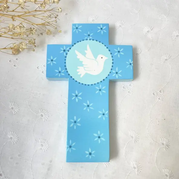 Croix en bois enfant - Colombe