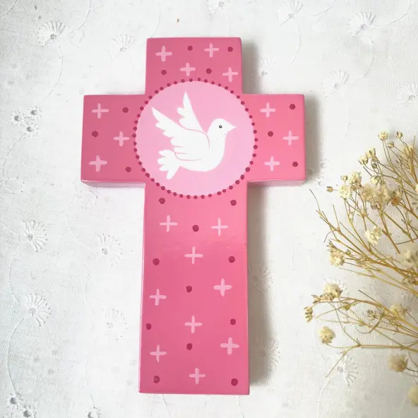 Croix en bois enfant - Colombe