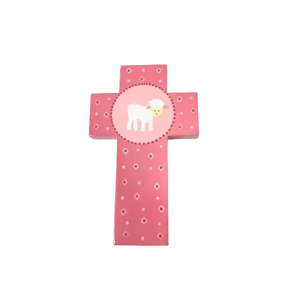 Croix en bois pour enfant - Agneau