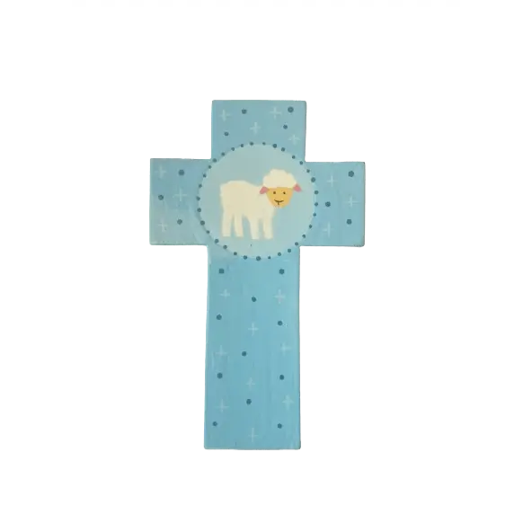 Croix en bois pour enfant - Agneau