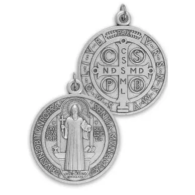 Médaille Saint Benoit - métal argenté - 3 cm