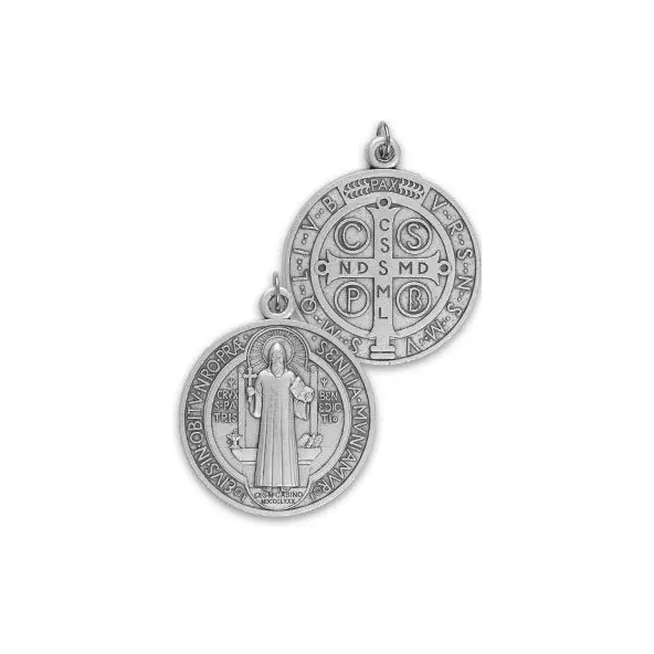 Médaille Saint Benoit - métal argenté - 3 cm
