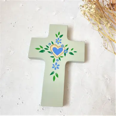 Croix en bois - Coeur de Jésus