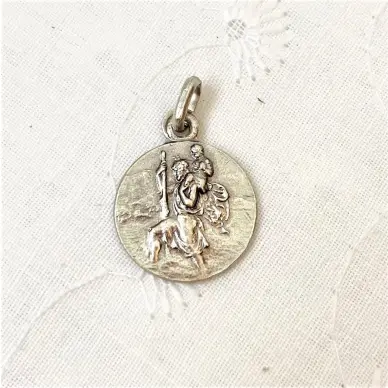 Médaille de Saint Christophe bord plat - 14 mm