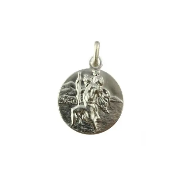 Médaille de Saint Christophe bord plat - 14 mm