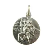 Médaille de Saint Christophe bord plat - 14 mm - 3