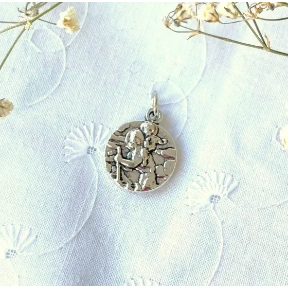 Médaille Saint Christophe - métal argenté - 15 mm