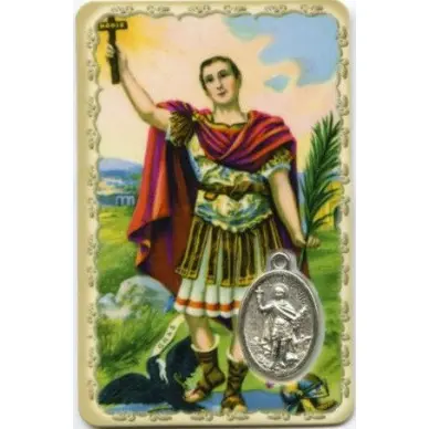 Carte de prière avec médaille en métal - Saint Expédit