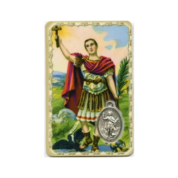 Carte de prière avec médaille en métal - Saint Expédit