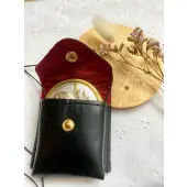 Etui à custode en cuir noir - carré - 2