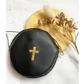 Etui à custode rond en cuir noir - 1