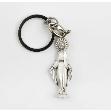 Porte-clés Religieux Sainte Vierge Marie En Prière - Cabochon 2,6 Cm - Acier Inoxydable - Idée Cadeau Paix Et Protection