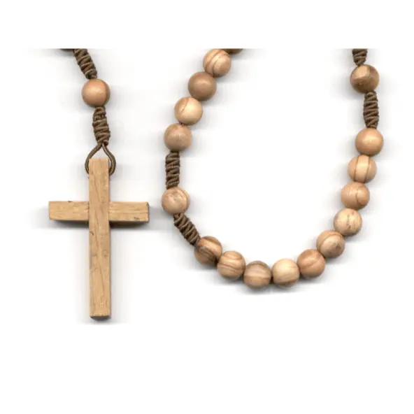 Chapelet classique en bois clair sur corde
