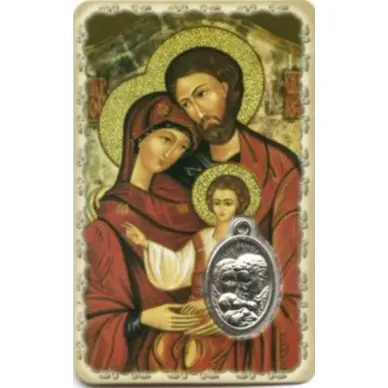 Carte de prière avec médaille en métal - Sainte Famille