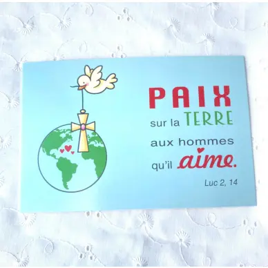 Carte postale à message Biblique - Paix sur la terre