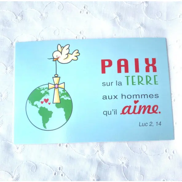 Carte postale à message Biblique - Paix sur la terre
