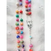 Chapelet multicolore Fimo sur chaîne argentée - 2