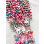 Chapelet multicolore Fimo sur chaîne argentée - 3