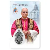 Carte de prière avec médaille Pape Leon XIV - 1