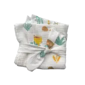 Lange bébé gaze de coton motif Chapelet 60 x 60 cm - Caladia-collections - 4