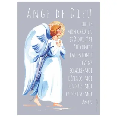 Carte religieuse avec prière à encadrer - Ange gardien