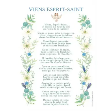 Carte religieuse avec prière à encadrer - Esprit Saint