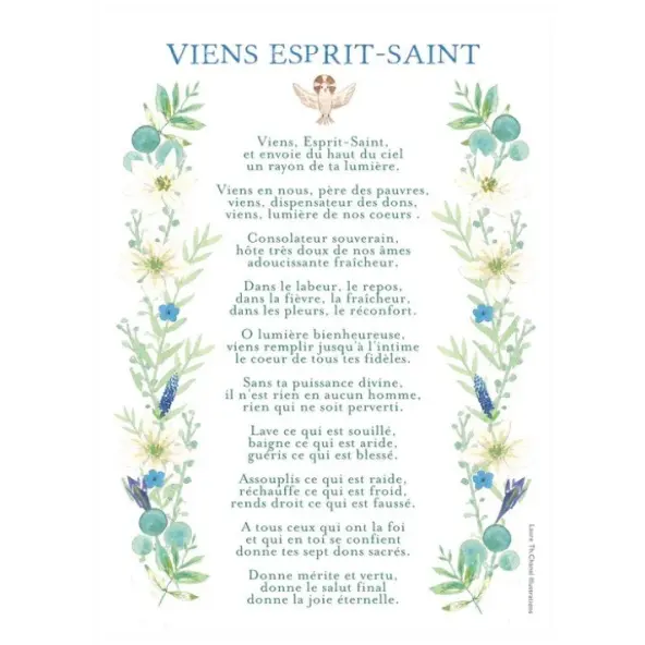 Carte religieuse avec prière à encadrer - Esprit Saint