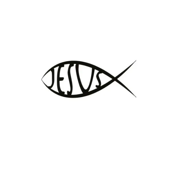 Autocollant religieux poisson et nom de Jésus - noir