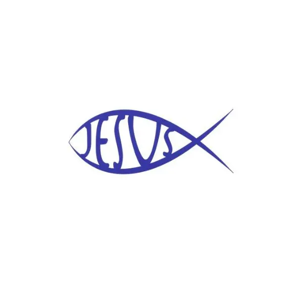 Autocollant religieux poisson et nom de Jésus - bleu